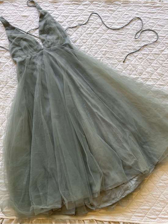 Selfie Leslie Dresses & Skirts - Selfie Leslie Sage Green Tulle V-Neck Party Dress